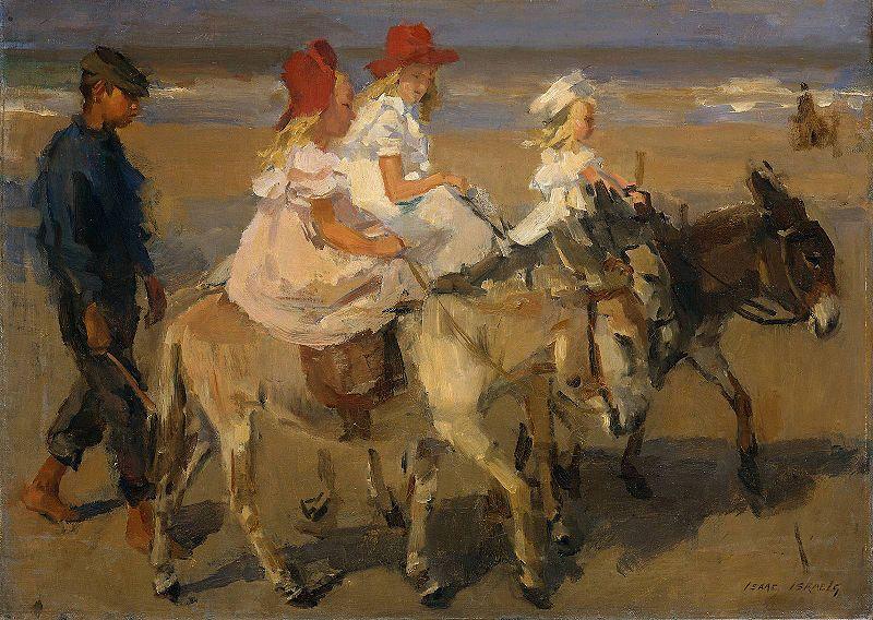 Isaac Israels Donkey Riding on the Beach Sweden oil painting art